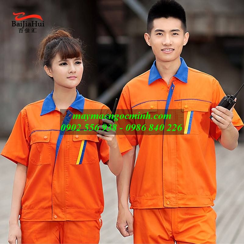 Bộ quần áo bảo hộ lao động vải kaki màu cam